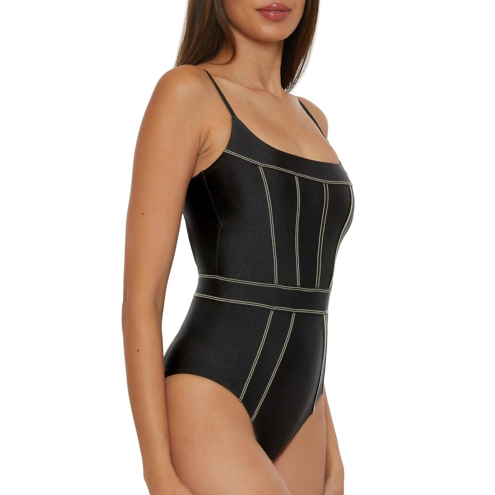 BECCA One Piece Swimsuit Sexy Satin Bathing Swimsuit Suits Black M - Picture 2 of 6